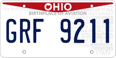 OH license plate GRF9211