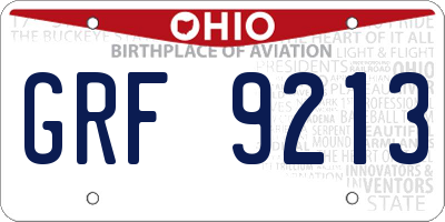 OH license plate GRF9213