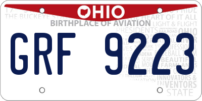 OH license plate GRF9223