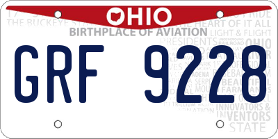 OH license plate GRF9228