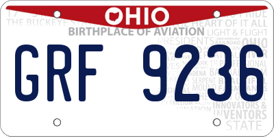 OH license plate GRF9236