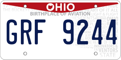 OH license plate GRF9244