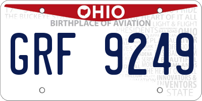 OH license plate GRF9249
