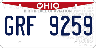 OH license plate GRF9259