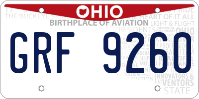 OH license plate GRF9260