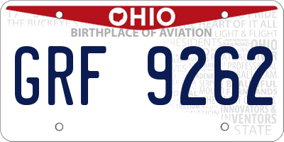 OH license plate GRF9262