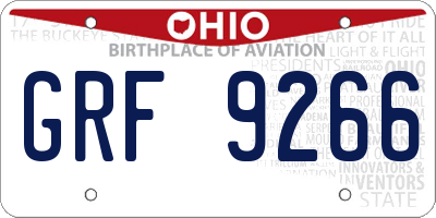 OH license plate GRF9266