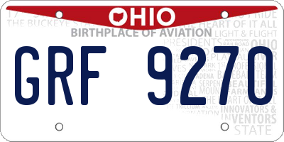 OH license plate GRF9270