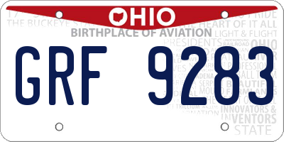 OH license plate GRF9283