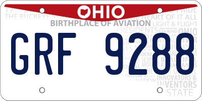 OH license plate GRF9288