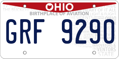 OH license plate GRF9290