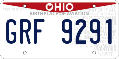 OH license plate GRF9291