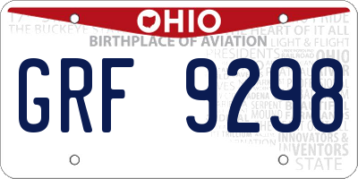 OH license plate GRF9298