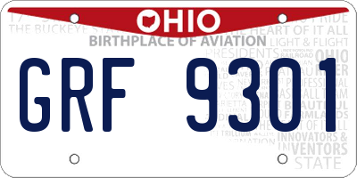 OH license plate GRF9301