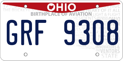 OH license plate GRF9308