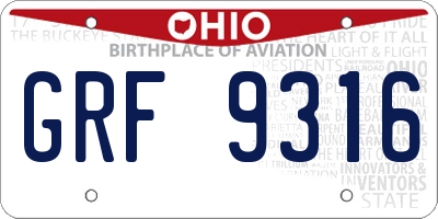 OH license plate GRF9316