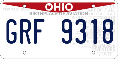 OH license plate GRF9318