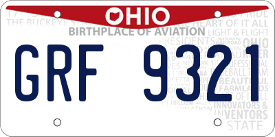 OH license plate GRF9321