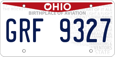 OH license plate GRF9327