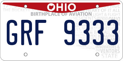 OH license plate GRF9333