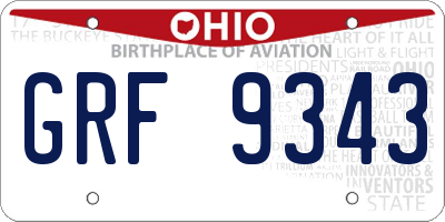 OH license plate GRF9343