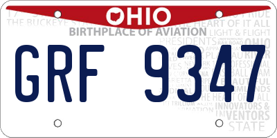 OH license plate GRF9347
