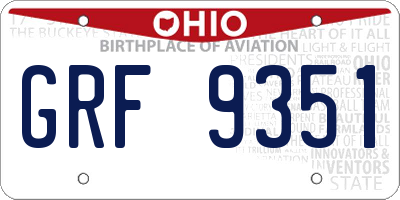 OH license plate GRF9351