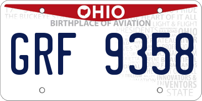 OH license plate GRF9358