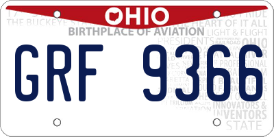 OH license plate GRF9366
