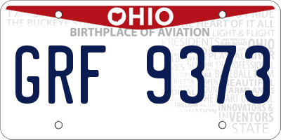 OH license plate GRF9373