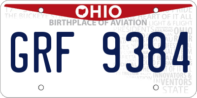 OH license plate GRF9384