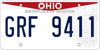 OH license plate GRF9411
