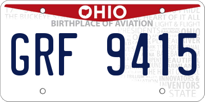OH license plate GRF9415