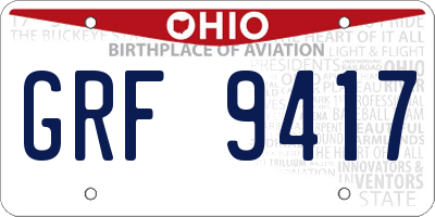 OH license plate GRF9417