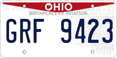 OH license plate GRF9423