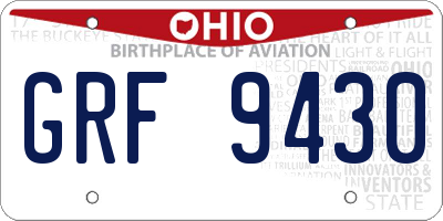 OH license plate GRF9430