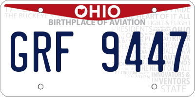 OH license plate GRF9447