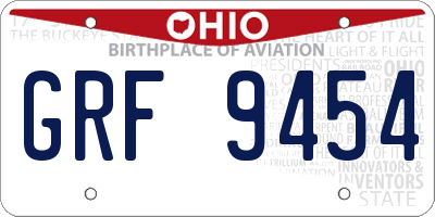 OH license plate GRF9454