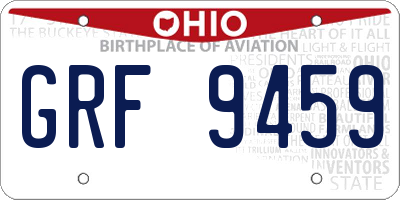 OH license plate GRF9459