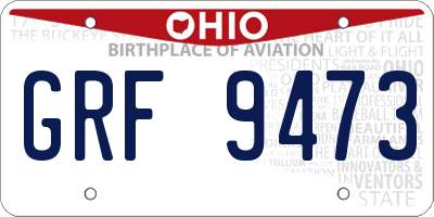 OH license plate GRF9473