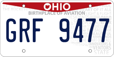OH license plate GRF9477