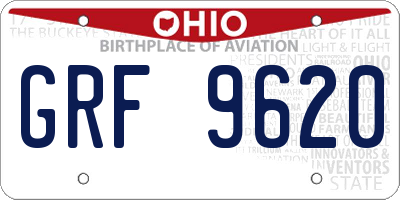 OH license plate GRF9620