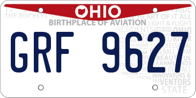 OH license plate GRF9627