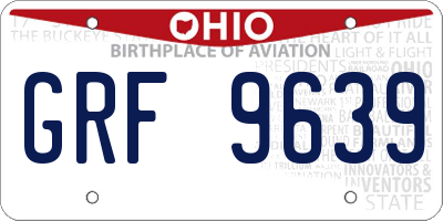 OH license plate GRF9639
