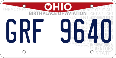 OH license plate GRF9640
