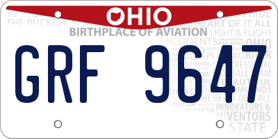 OH license plate GRF9647