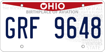 OH license plate GRF9648