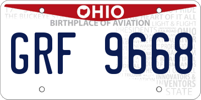 OH license plate GRF9668