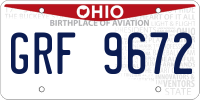 OH license plate GRF9672