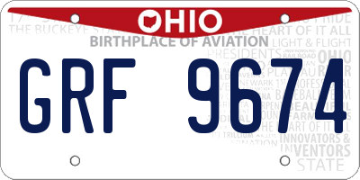 OH license plate GRF9674
